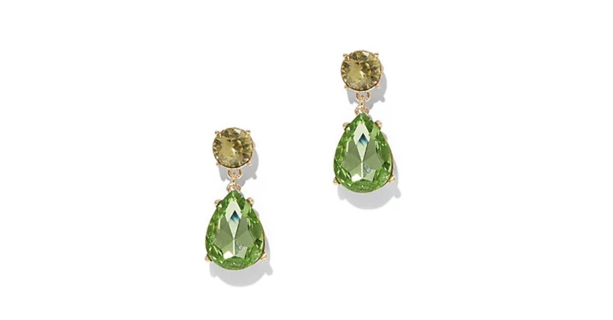 Gold-Tone and Faux Stone Double Drop Earrings