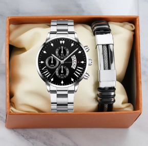 Men's Dress Watch & Bracelet Set