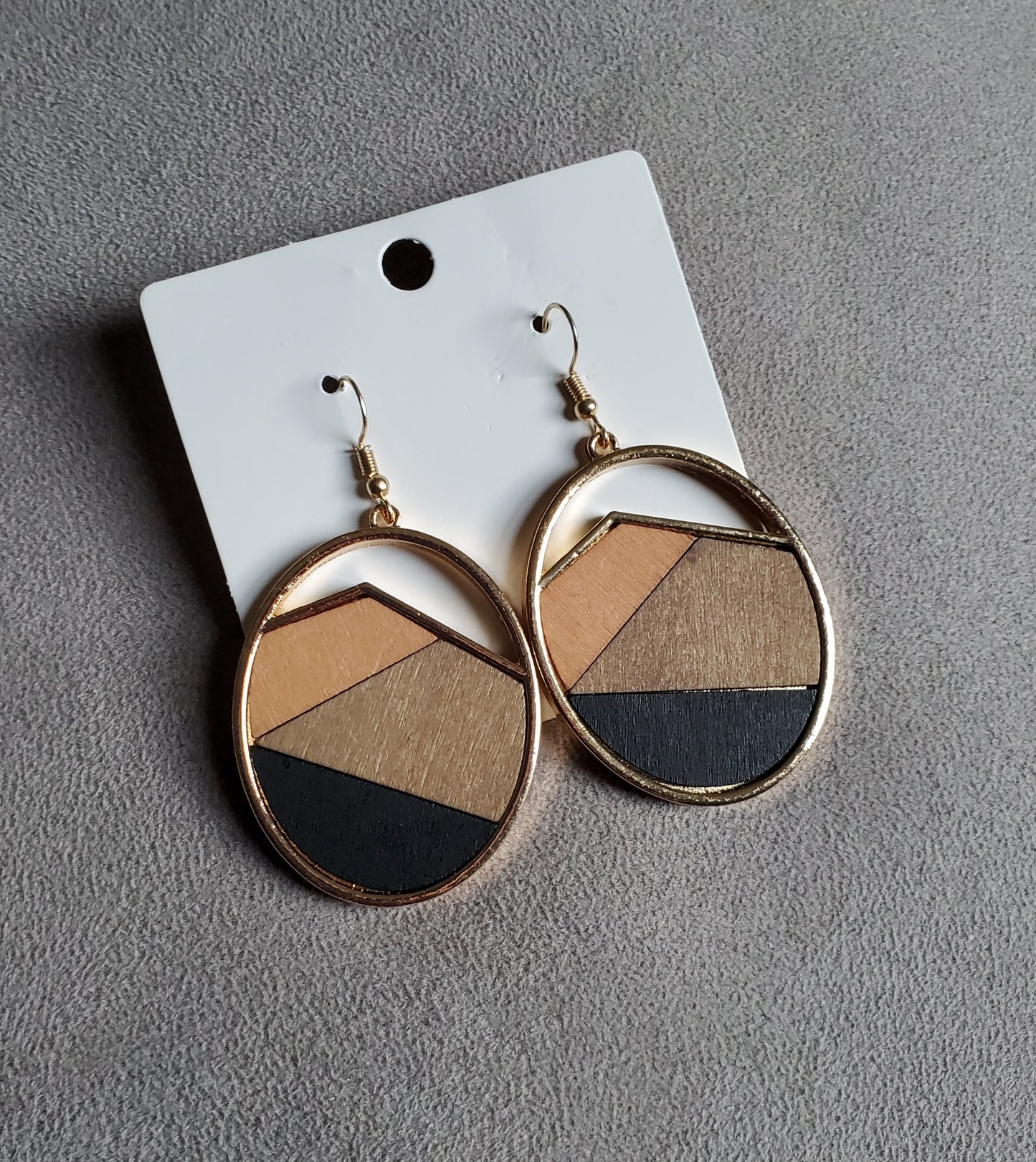 Bamboo Gold Oval Fashion Earrings