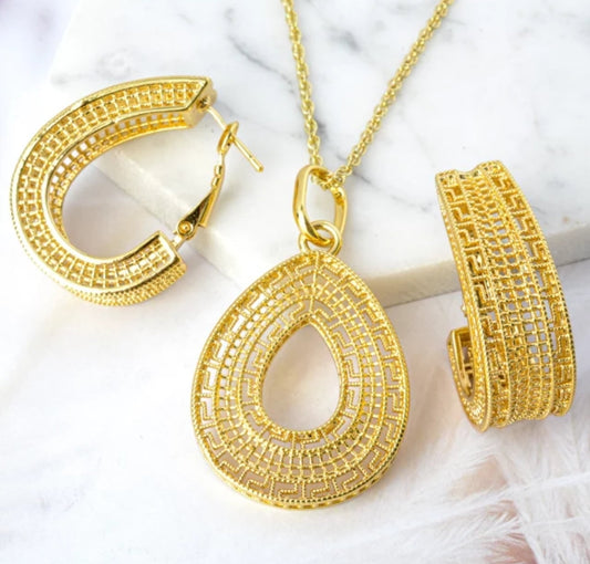 Gold-Tone Oval Party Jewelry Set