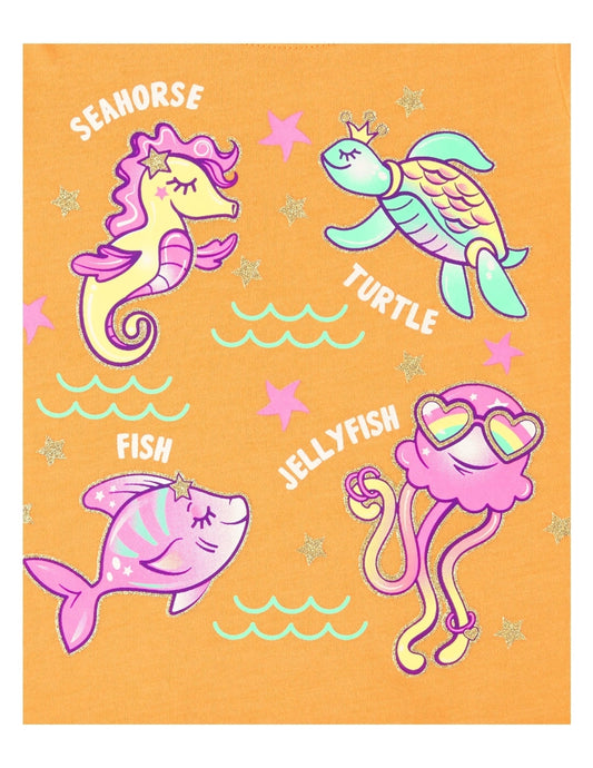 Baby And Toddler Girls Sea Animals Graphic Tee