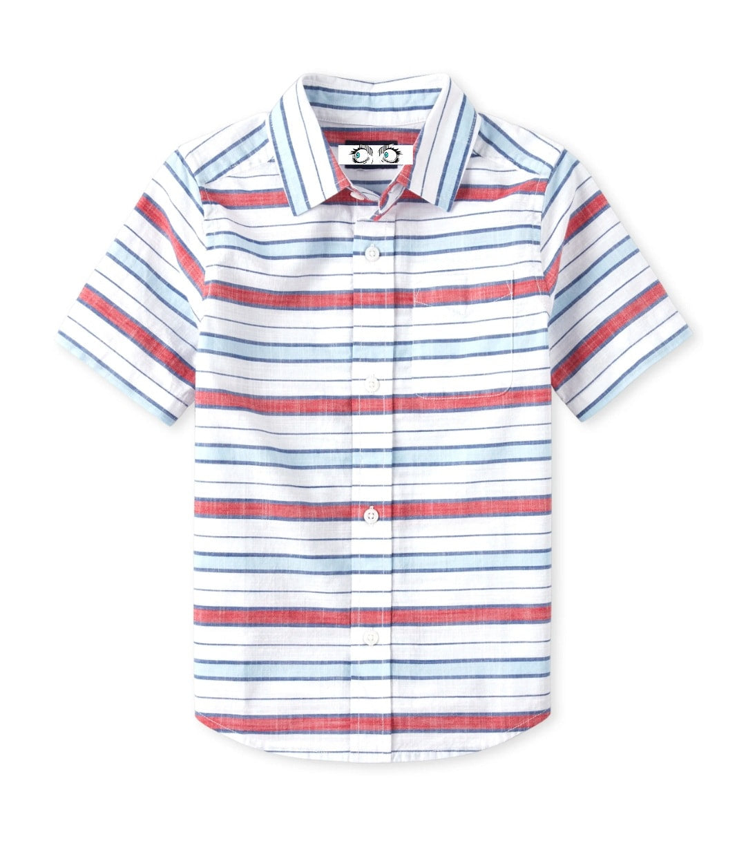 Boys Striped Chambray Button Down Shirt - Ruby