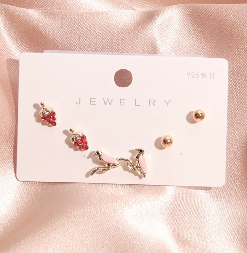 6-Pc Fashion Studs Earrings Set - Bird