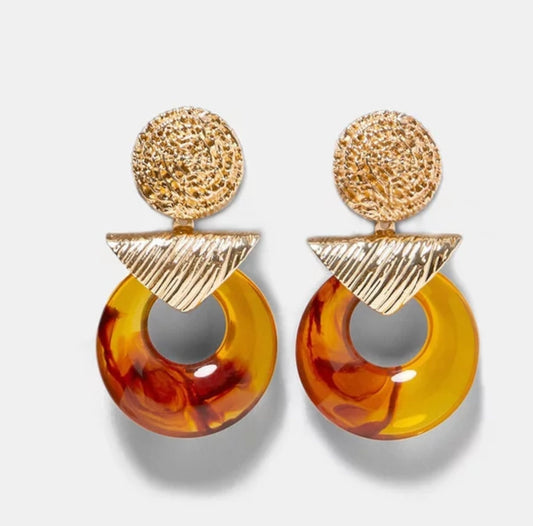 Gold-Tone Resin Hoop Statement Earrings