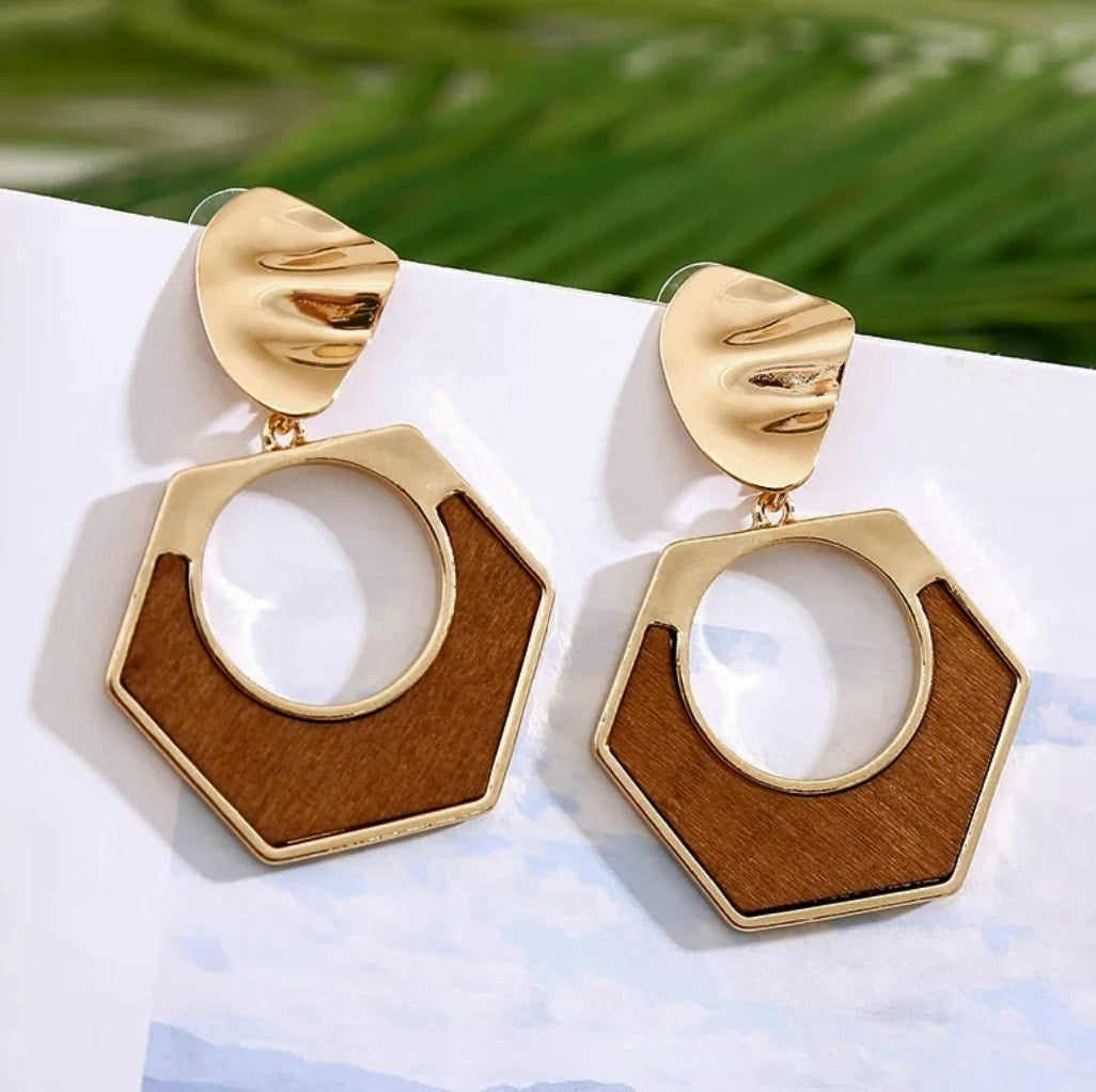 Hexagon Bamboo Earrings