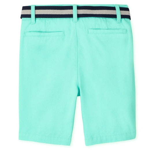 Boys Belted Chino Shorts - Mellow Aqua