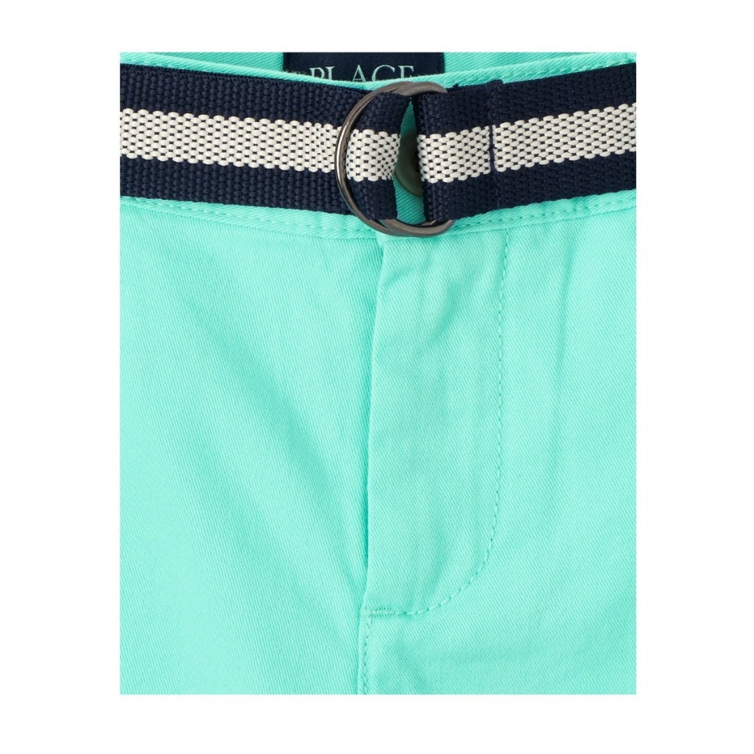 Boys Belted Chino Shorts - Mellow Aqua