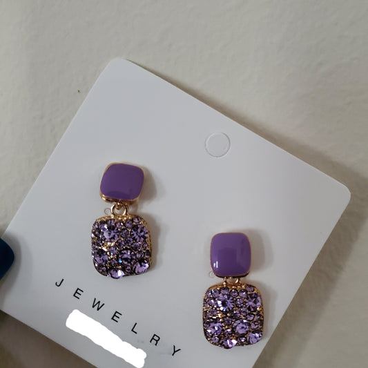 Geometry Rhinestone Accent Drop Earrings