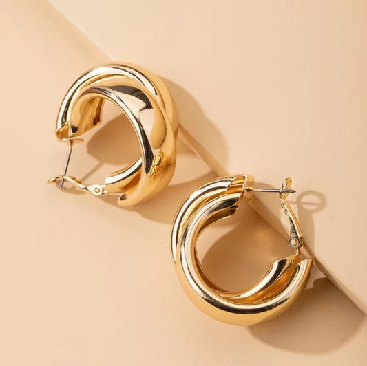 18k Gold-Plated Double Hoop Earrings