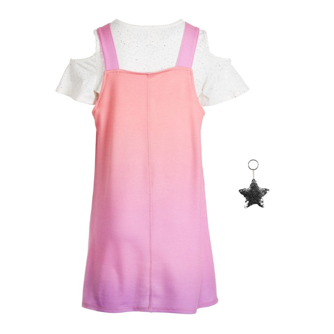 Bell Du Jour Big Girls 3-Pc. Cold-Shoulder Top, Ombré Dress & Flip Sequin Keychain Set