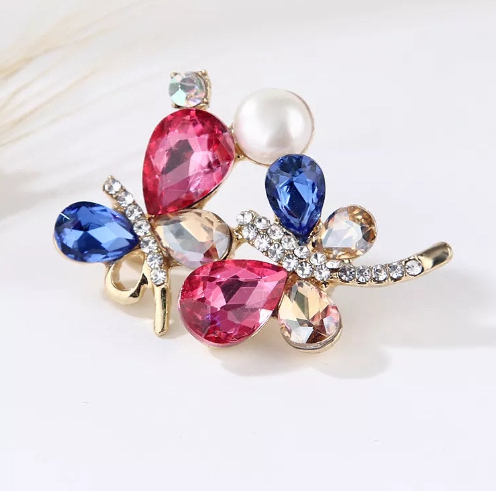 Crystal Flower Brooch