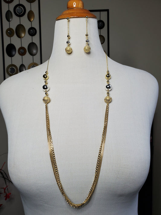 Italian Long Balls Necklace & Earrings Set