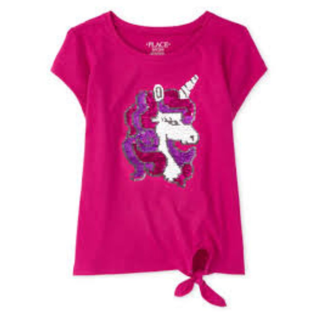 Girls Flip Sequin Tie Front Top