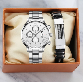 Men's Dress Watch & Bracelet Set