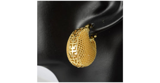 Gold-Tone Basket Hoop Party Earrings