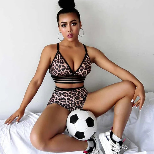 Ladies Tight Leopard Gym Shorts