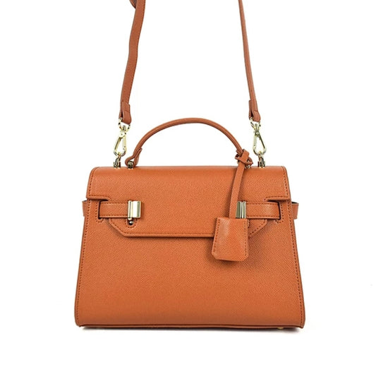 Daisy Classic Suffiano Satchel Handbag - Brown