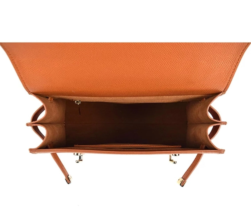 Daisy Classic Suffiano Satchel Handbag - Brown