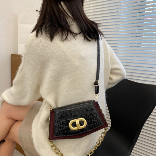 Emery Croc Small Shoulder Bag - Wine Red