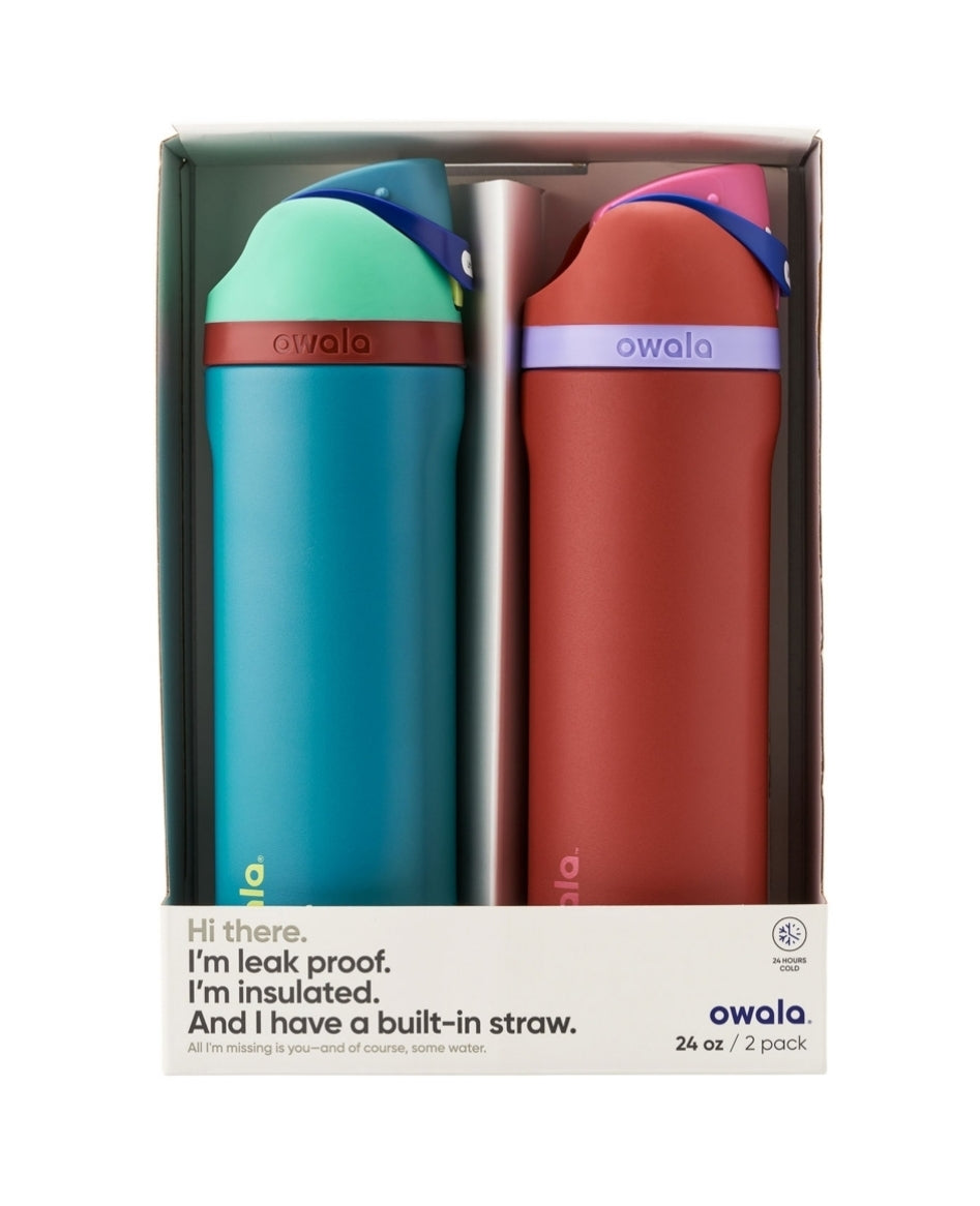 Owala FreeSip 24-oz. Stainless Steel Water Bottles + 2 Bonus Straws Combo  Pack