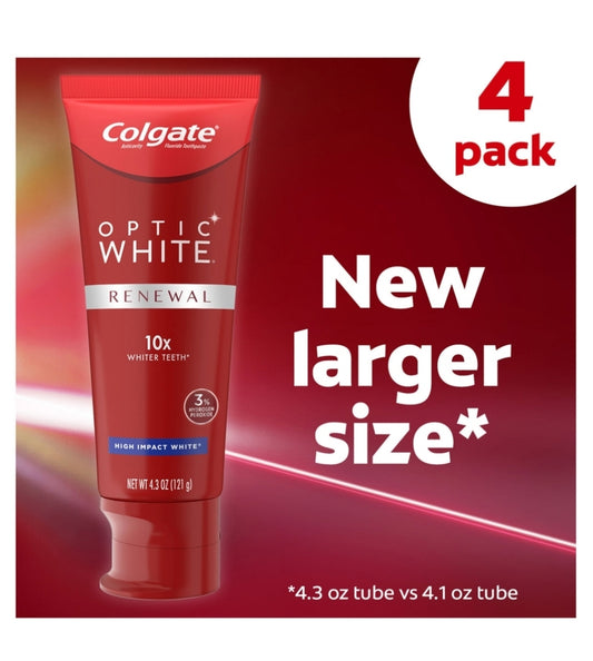 Colgate Optic White Renewal Whitening Toothpaste (4.3 oz., 4 pk.)