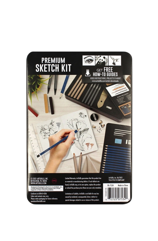 Assorted Premium Sketching and Drawing Kit, 39 Pieces