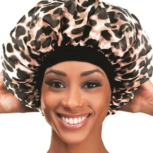 Leopard Organic Argan, Olive Oil, Shea Butter Treated Sleep Cap