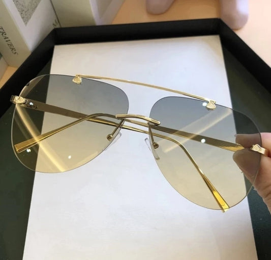 Unisex Vintage Rimless Alloy Sunglasses