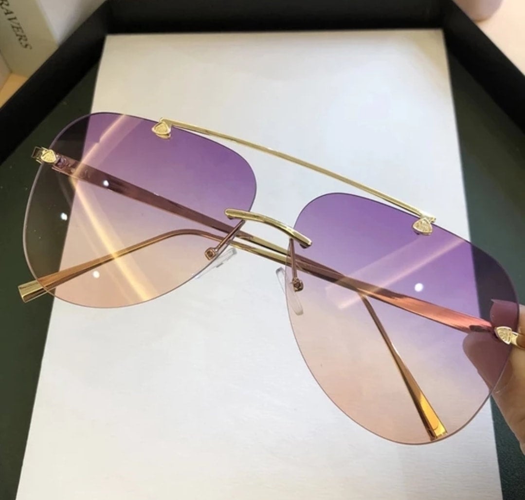 Unisex Vintage Rimless Alloy Sunglasses