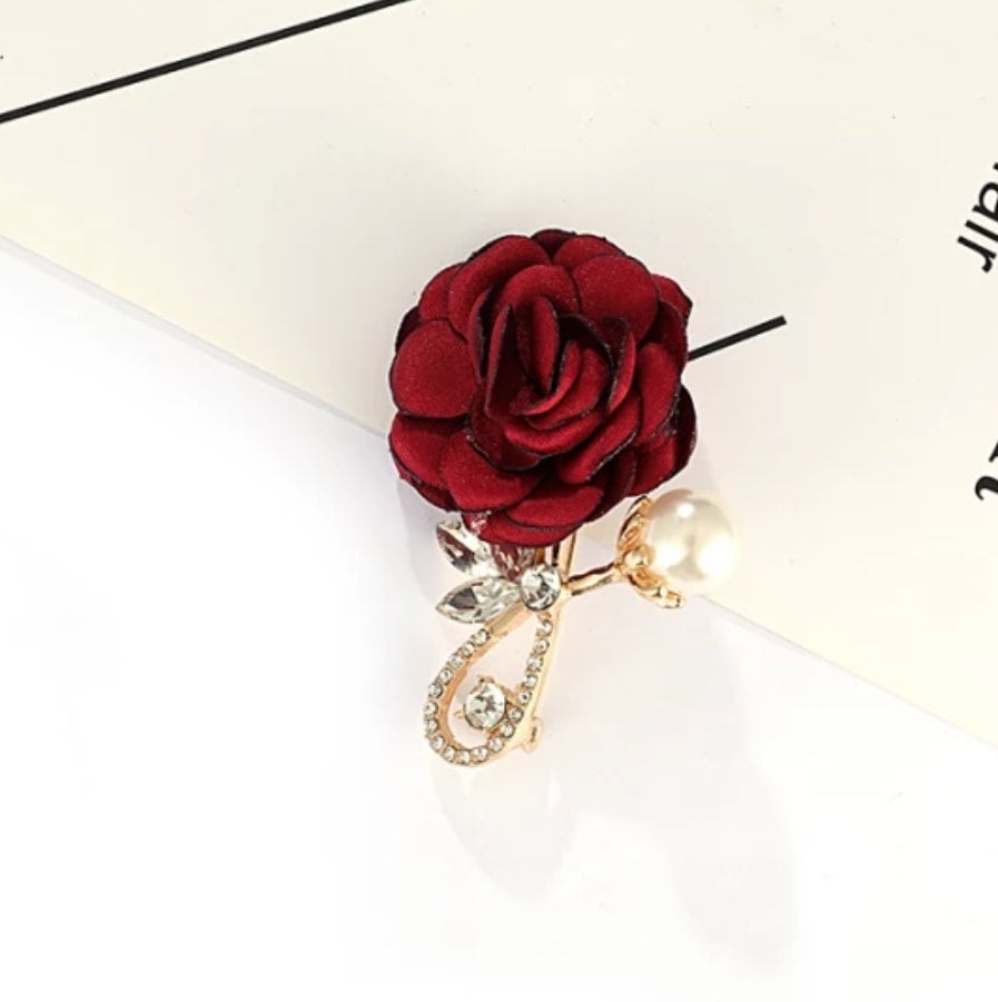 Rose & Pearls Cocktail Brooch