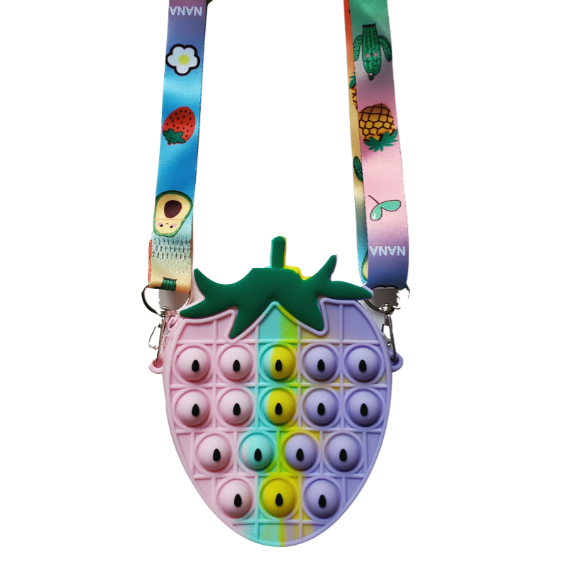 Little Girls Silicon Push Pop Crossbody Purse - Multi Apple
