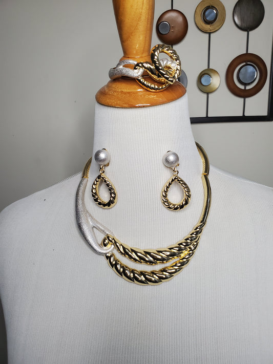 Twisted Brazilian Party Jewelry Set (Gold-Tone)