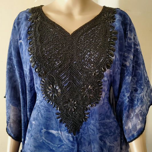 Hand Beaded Silk Kaftan Dress