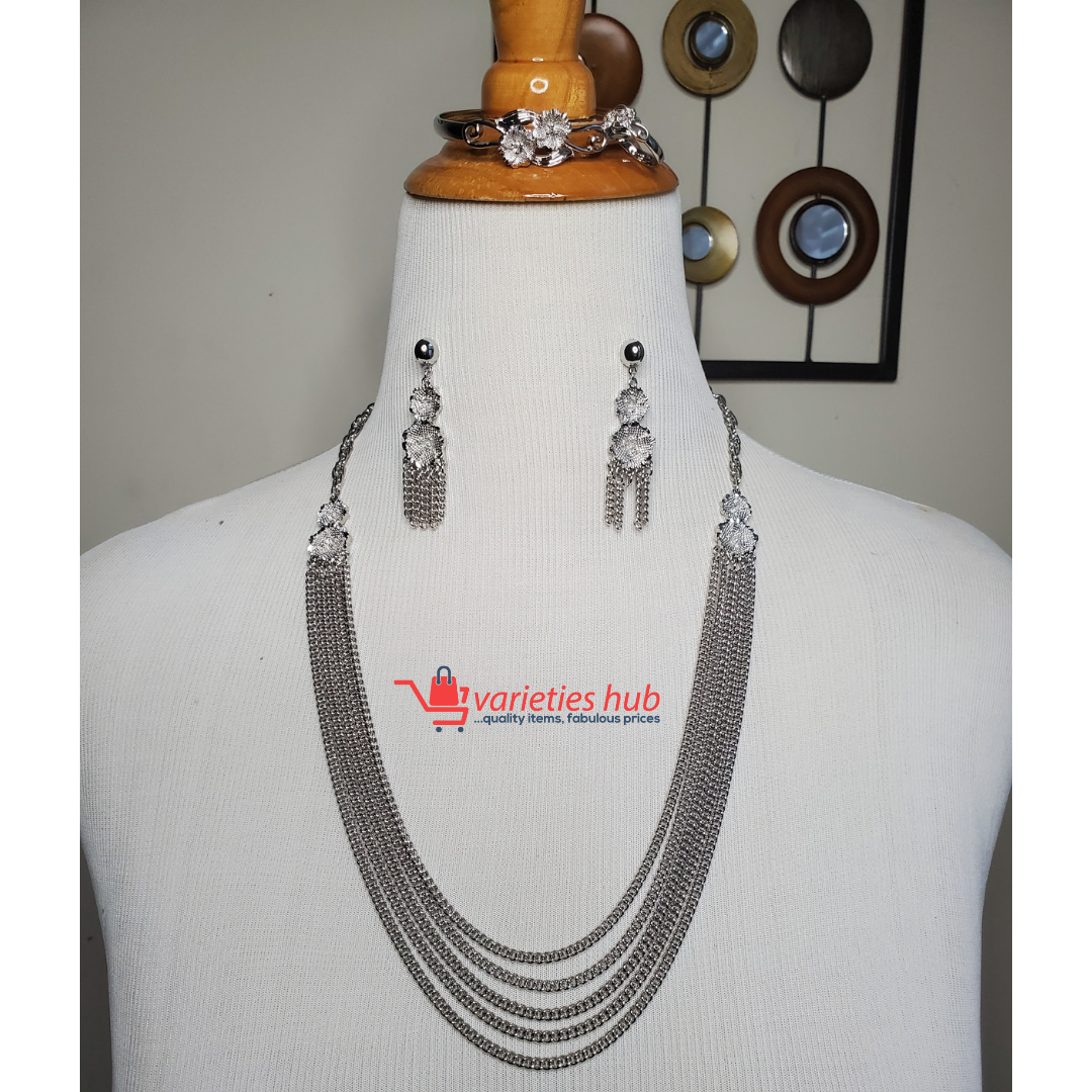 Long and Layered Silver Brazilian Jewelry Set