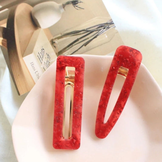 Tin Foil Resin Hair Clips (3pc) - Assorted Design