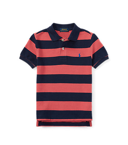Ralph Lauren Orange Striped Cotton Mesh Polo