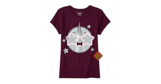 Girls Glitter Emojicon Graphic Tee
