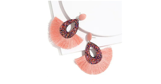 Glitter Fringe Dangle Earrings