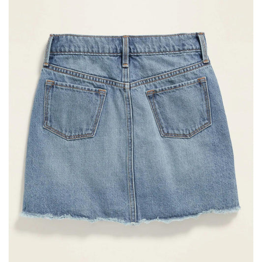 Girls High-Waisted Cutoff Jean Skirt