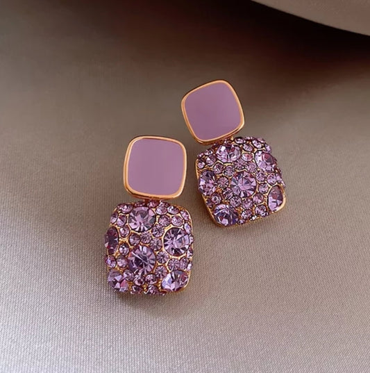 Geometry Rhinestone Accent Drop Earrings