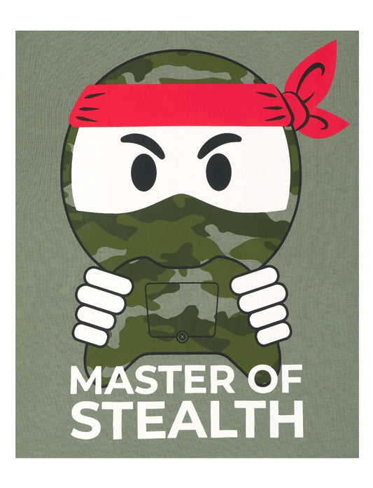 Boys Camo Ninja Graphic Tee - Olive Press