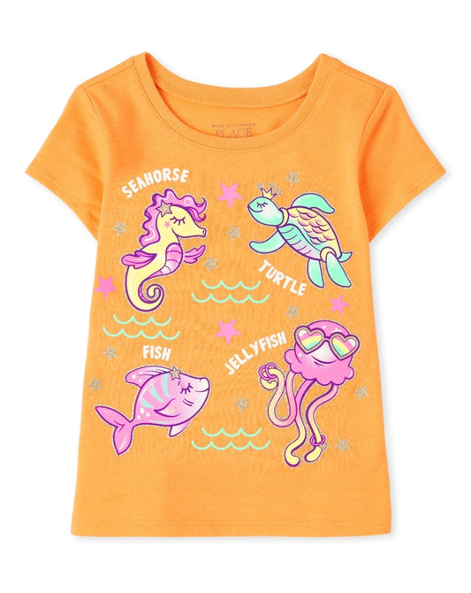 Baby And Toddler Girls Sea Animals Graphic Tee