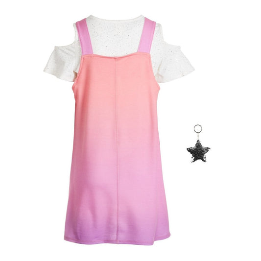 Bell Du Jour Big Girls 3-Pc. Cold-Shoulder Top, Ombré Dress & Flip Sequin Keychain Set