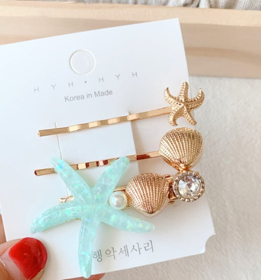 Green Bay Shell 3-Pc Hair Pins