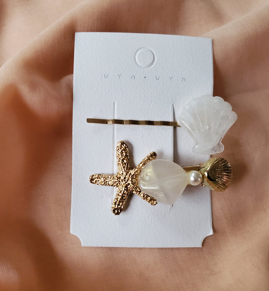 Golden Shell 2-Pc Hair Pins