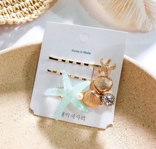 Green Bay Shell 3-Pc Hair Pins