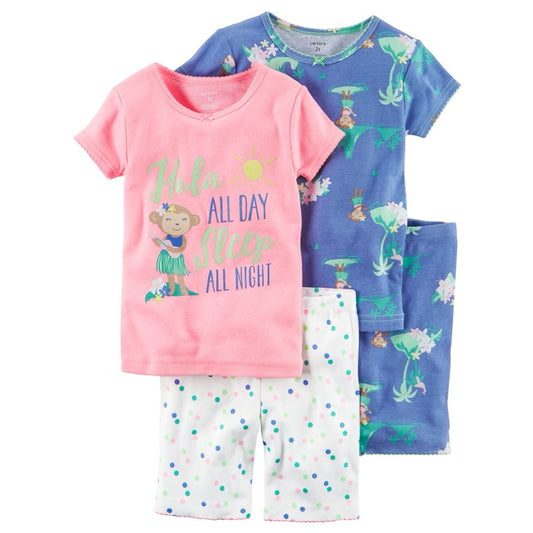 Carter's Little Girls' 4-Piece Snug Fit Neon PJs