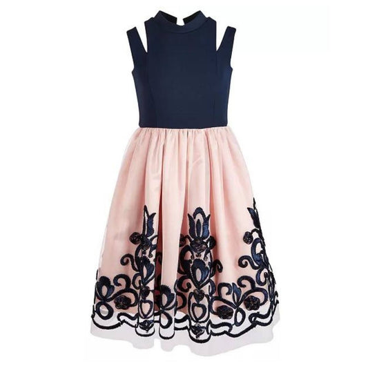 Bonnie Jean Big Girls Cutout Strap Soutache Dress