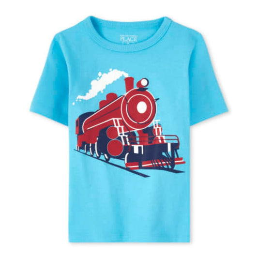 Baby And Toddler Boys Train Graphic Tee - Poseidon