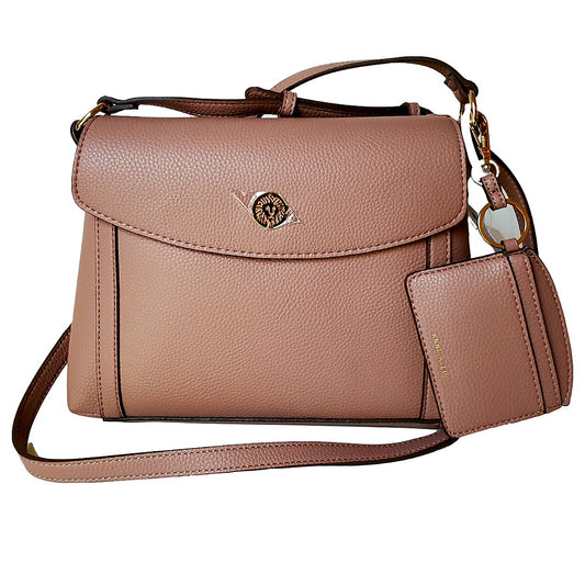 Anne Klein Snake Woven Crossbody - Dusty Rose